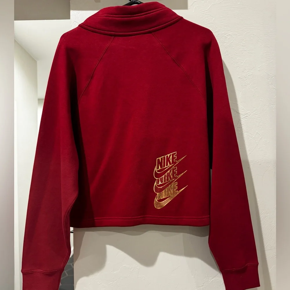 Nike Burgundy Half-Zip Sweatshirt with Gold Text